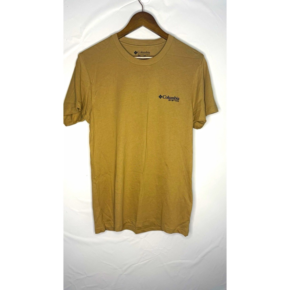 Columbia PFG Men's Cotton Graphic Fish Print Logo Tee Tan S Short Sleeve